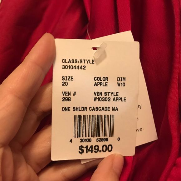 New Davids bridal bridesmaid Red Knee Length One Shoulder with Sash size 20 - Picture 4 of 10